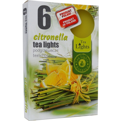 ŚWIECA PARAFINOWA TEALIGHTS PODGRZEWACZ ADMIT CITRONELLA 6szt