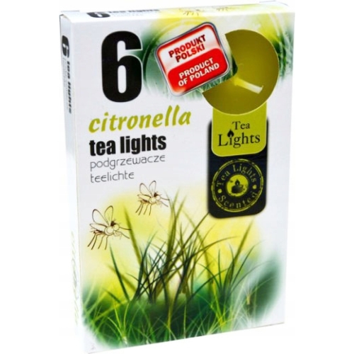 ŚWIECA PARAFINOWA TEALIGHTS PODGRZEWACZ ADMIT CITRONELLA 6szt