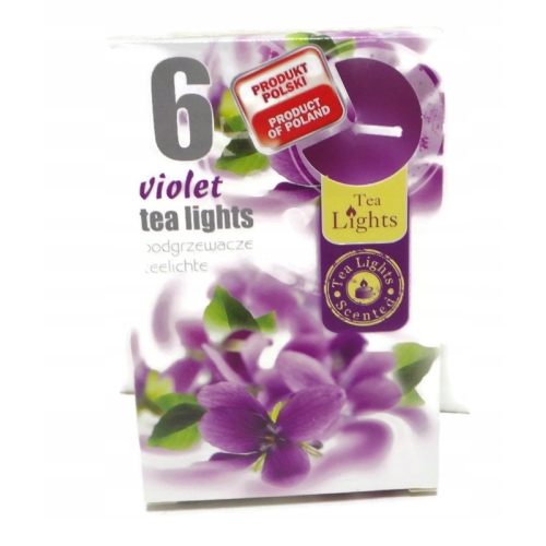 ŚWIECA PARAFINOWA TEALIGHTS PODGRZEWACZ ADMIT FIOŁEK 6szt