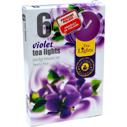 ŚWIECA PARAFINOWA TEALIGHTS PODGRZEWACZ ADMIT FIOŁEK 6szt