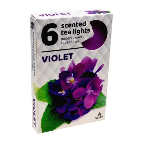 ŚWIECA PARAFINOWA TEALIGHTS PODGRZEWACZ ADMIT FIOŁEK 6szt