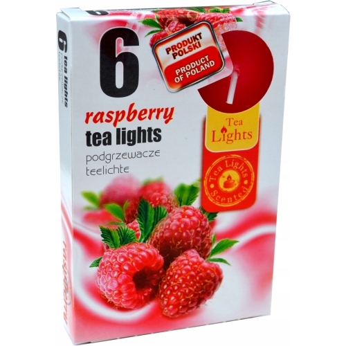 ŚWIECA PARAFINOWA TEALIGHTS PODGRZEWACZ ADMIT RASPBERRY 6szt