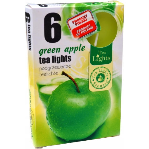 ŚWIECA PARAFINOWA TEALIGHTS PODGRZEWACZ ADMIT GREEN APPLE 6szt