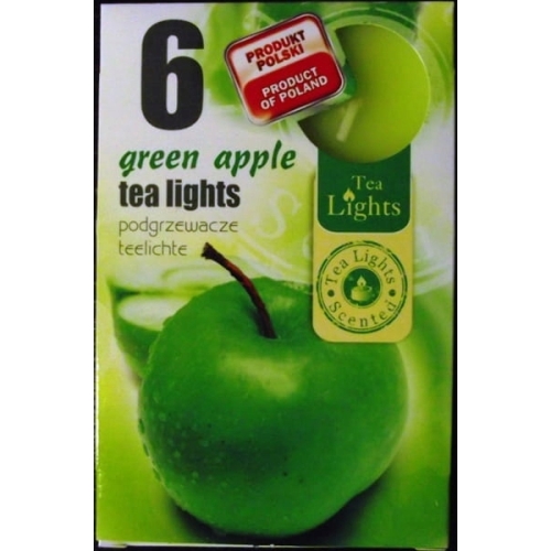 ŚWIECA PARAFINOWA TEALIGHTS PODGRZEWACZ ADMIT GREEN APPLE 6szt