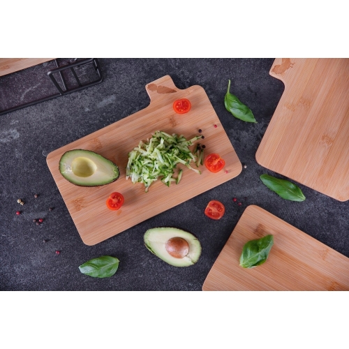 ZESTAW DESEK BAMBUSOWYCH NA STOJAKU 4 sztuki + stojak stalowy czarny 14575