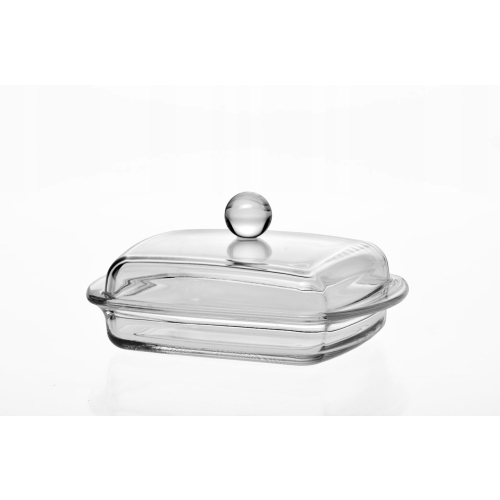 MASELNICA SZKLANA Z POKRYWĄ JASŁO GALICJA 16,8x12,1cm