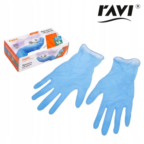 RĘKAWICE NITRYLOWE NIEBIESKIE RAVI M 100szt 10917