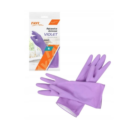 RĘKAWICE VIOLET DOMOWE OCHRONNE RAVI rozmiar S 1 para