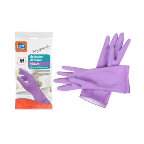 RĘKAWICE VIOLET DOMOWE OCHRONNE RAVI rozmiar M 1 para