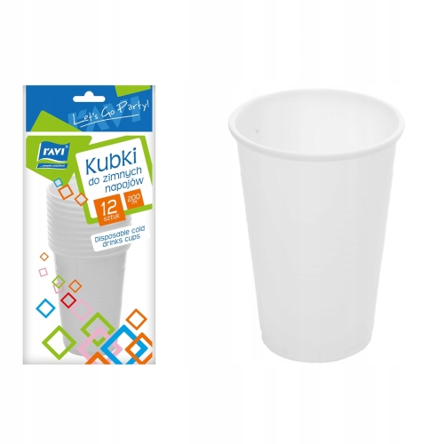 KUBKI PLASTIKOWE DO NAPOJÓW BIAŁE 200ML RAVI