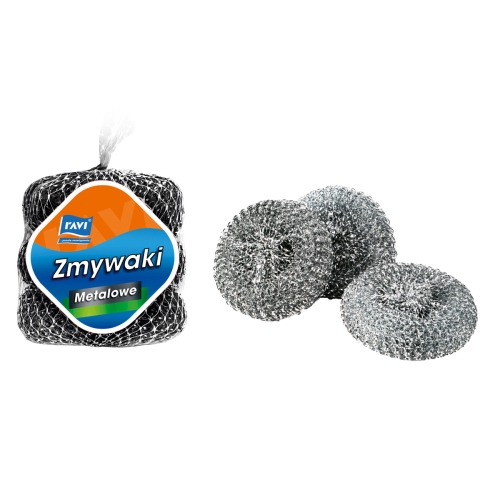 ZMYWAK METALOWY DRUCIAK DO NACZYŃ RAVI 3szt