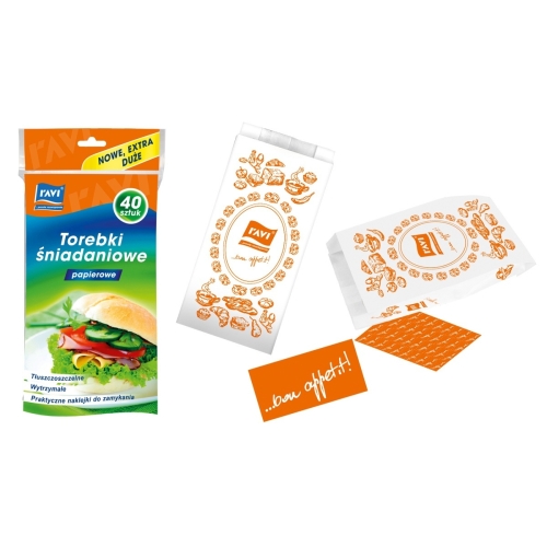 TOREBKI ŚNIADANIOWE PAPIEROWE DUŻE 40SZT RAVI