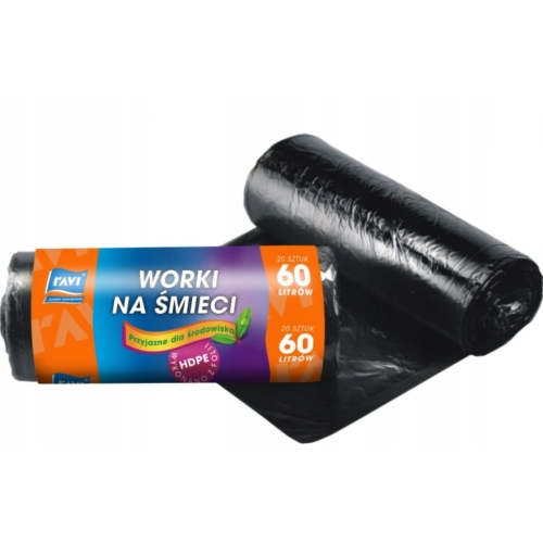 Worki na śmieci 60 L - 20 szt. czarne RAVI